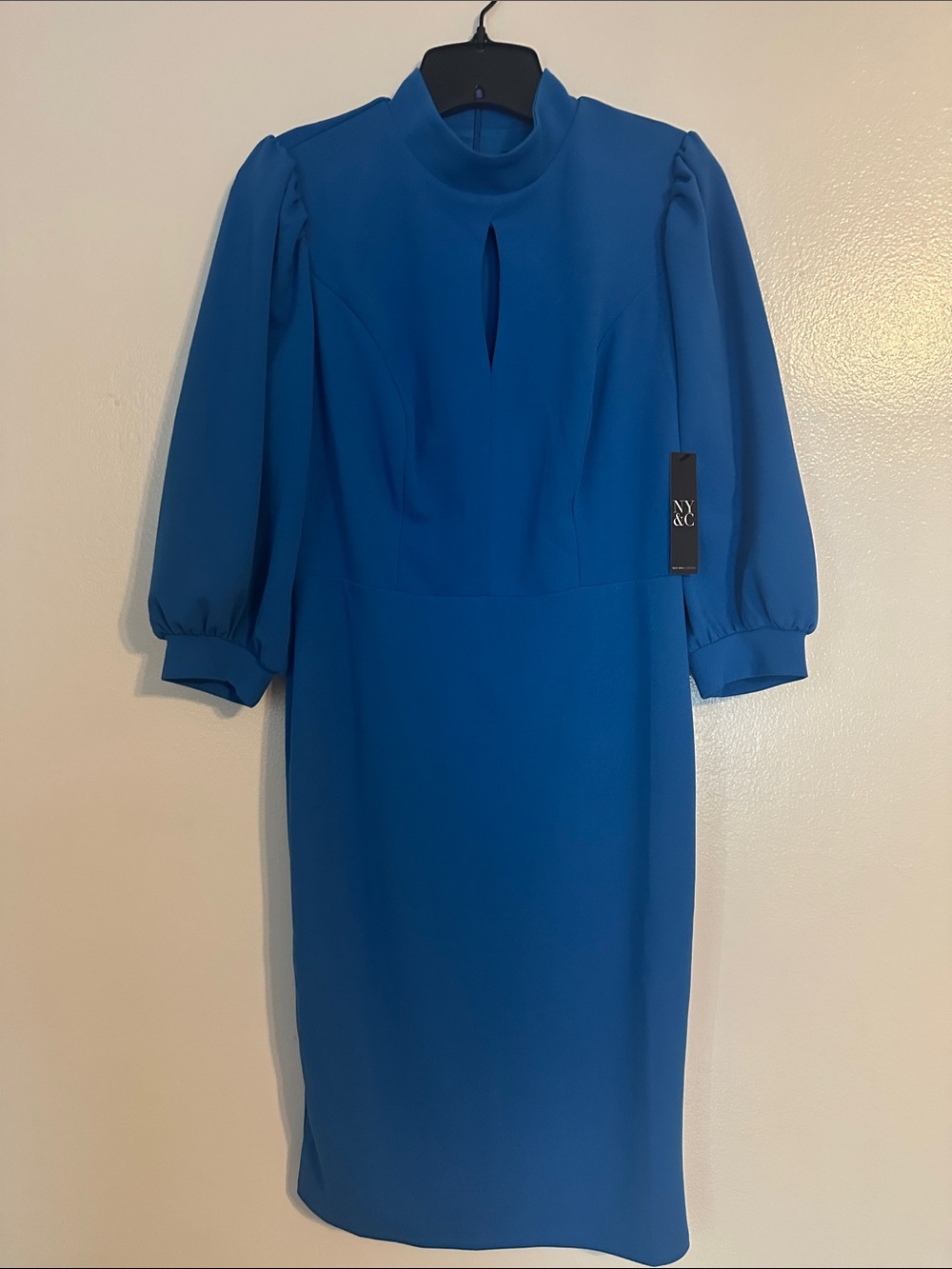 New York & Company Cobalt Blue Mock Neck Sheath Dress